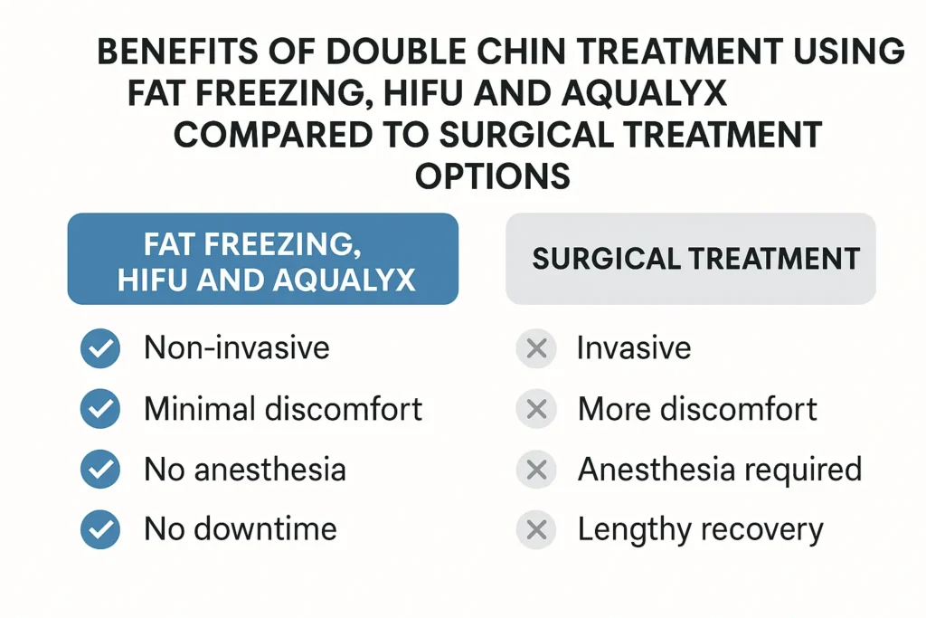 Graphic about the benefits of double chin treatment Hungerford - from LA LIPO