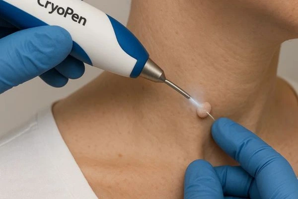 Person receiving Cryotherapy skin tag removal Hungerford